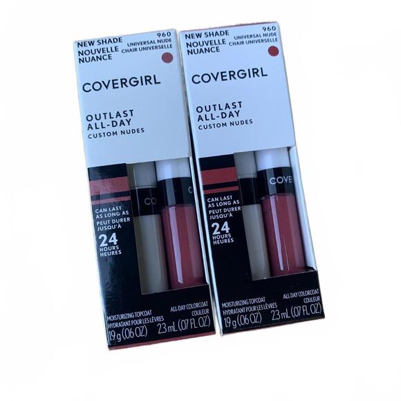CoverGirl Other - NIB 2 Cover Girl Outlast 24 hr Universal Nude 960 Lip Color Stick Gloss